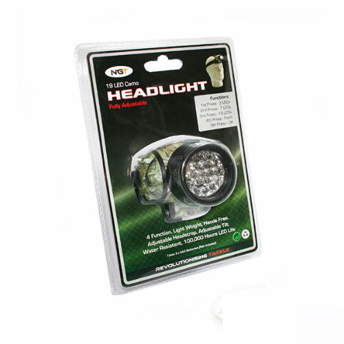 Lampe torche frontale camou 19 led pour pêche Chasse